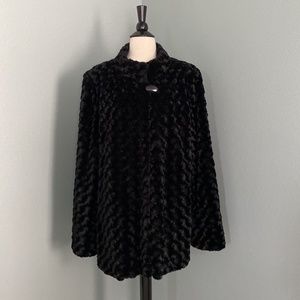 Dennis Basso Black Faux Fur Coat 15th Anniversary Collection